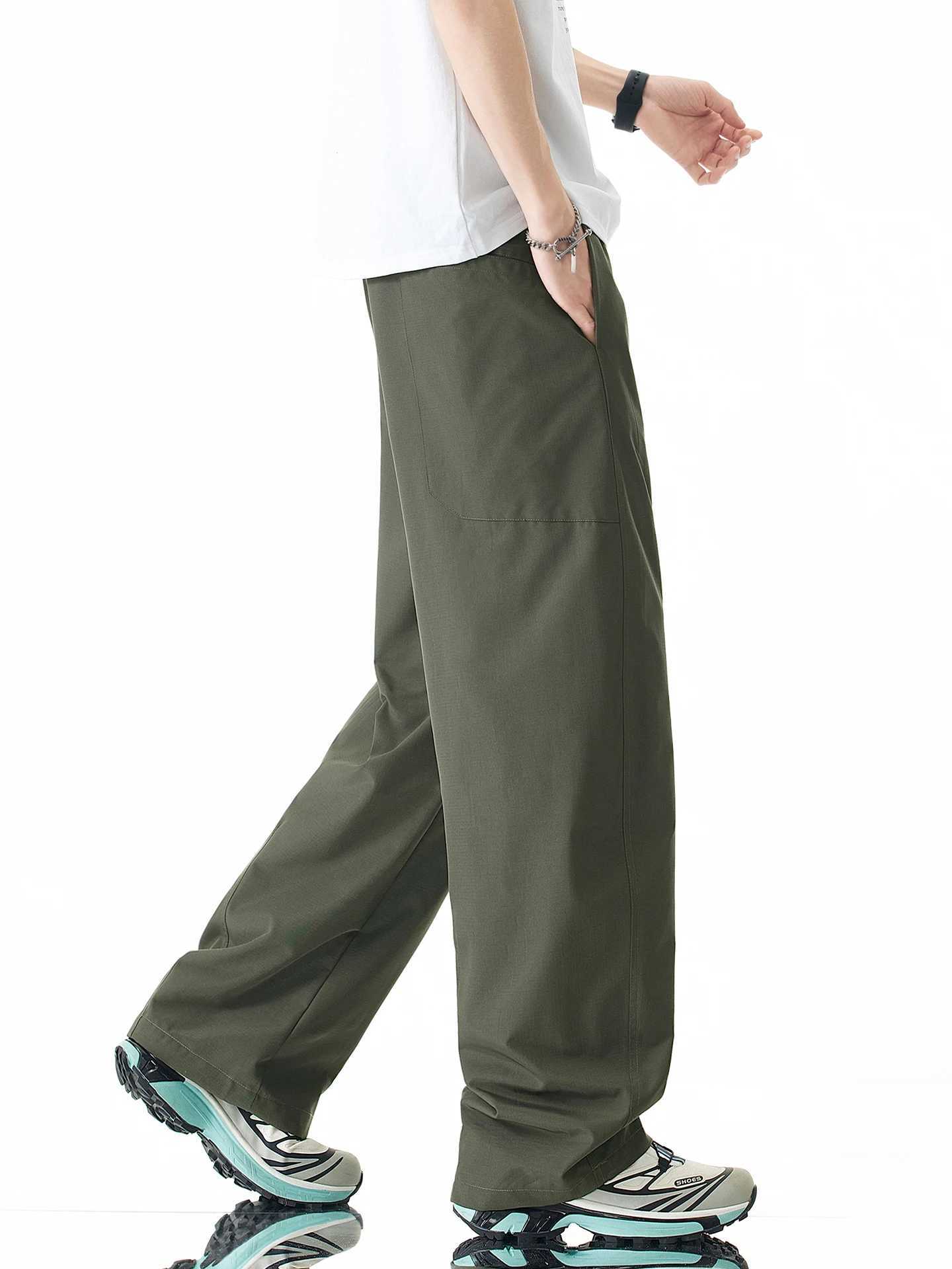 Ultra-thin Ice Silk Cargo Pants Men's Summer Loose Straight Cool Breathable Daily Sports Casual Trousers Fashion Korean Joggers S260923605U