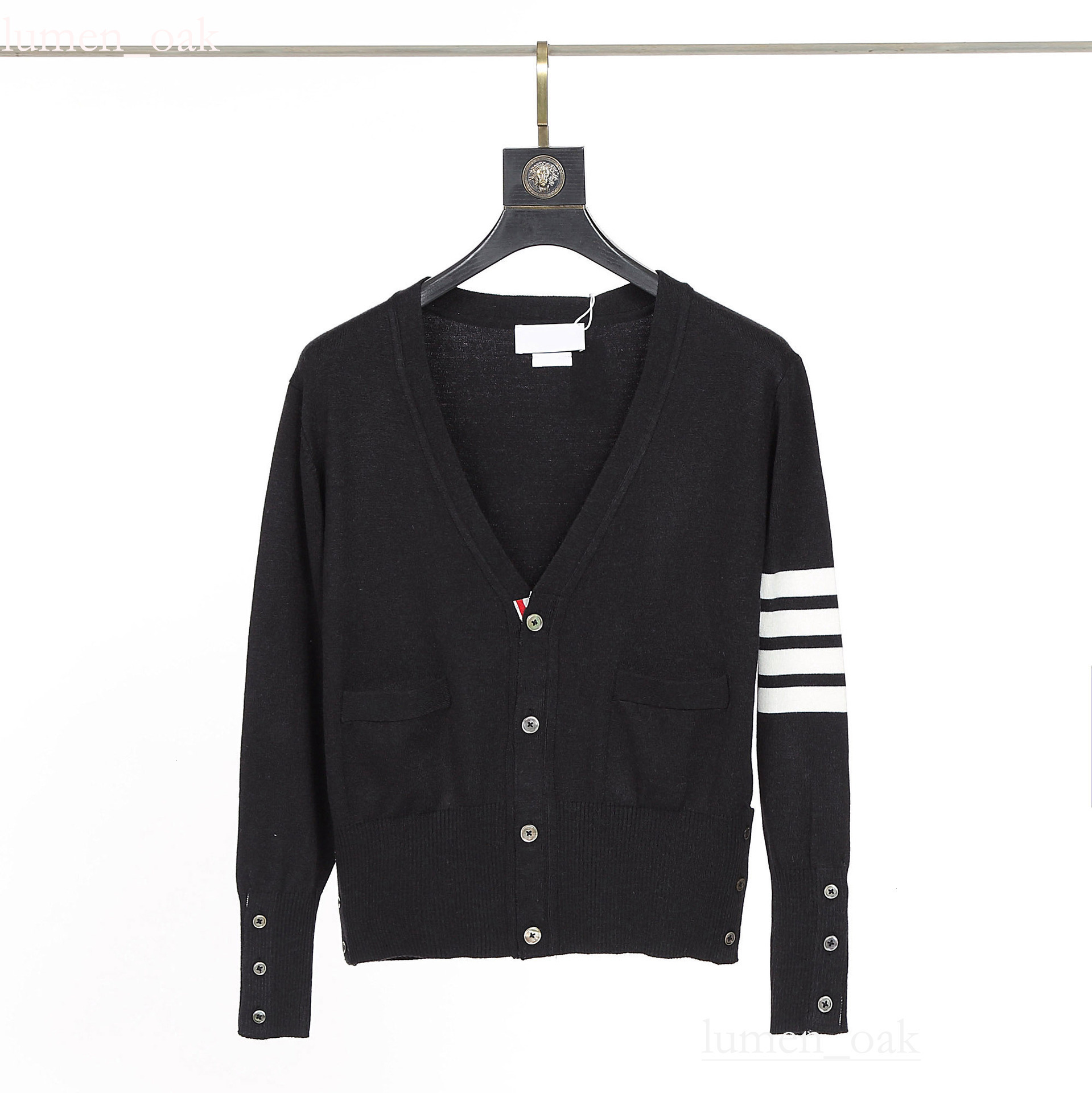 Men Designer Knit Hoodie Thom Brownee Jacket Thom Luxury Stripe Cardigan Sweatshirt Casual Sport Button Coat Top Thomebrown Top Quality Hoodies US S