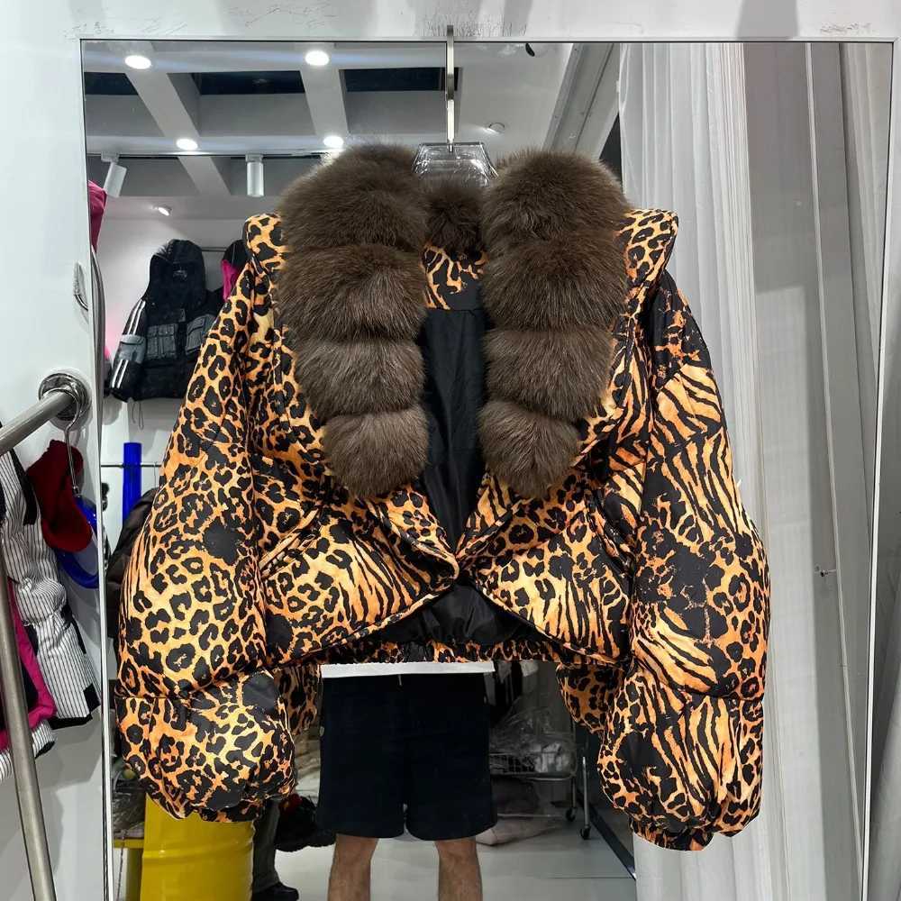 OFTBUY Genuine Natural Fur Womens Winter Down Parka Patterned Puffer Short Coat Daily Casual Wear Cold Weather Outer Jacket M260922