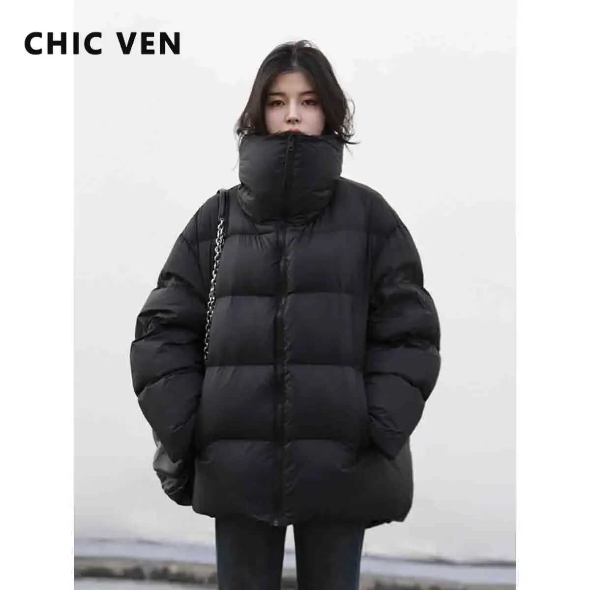 CHIC VEN Women's Down Coats Korean Stand Collar Simple Solid Color Warm Casual Jackets Soft Fashion Female Clothing Winter 2025 M260922