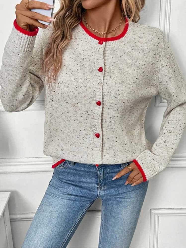 Women's Sweaters 2025 Casual Cardigans Sweater Winter Clothes Woman Pulls Femmes Knitted Simple Style All-match Contrast Long sleeves Commuting