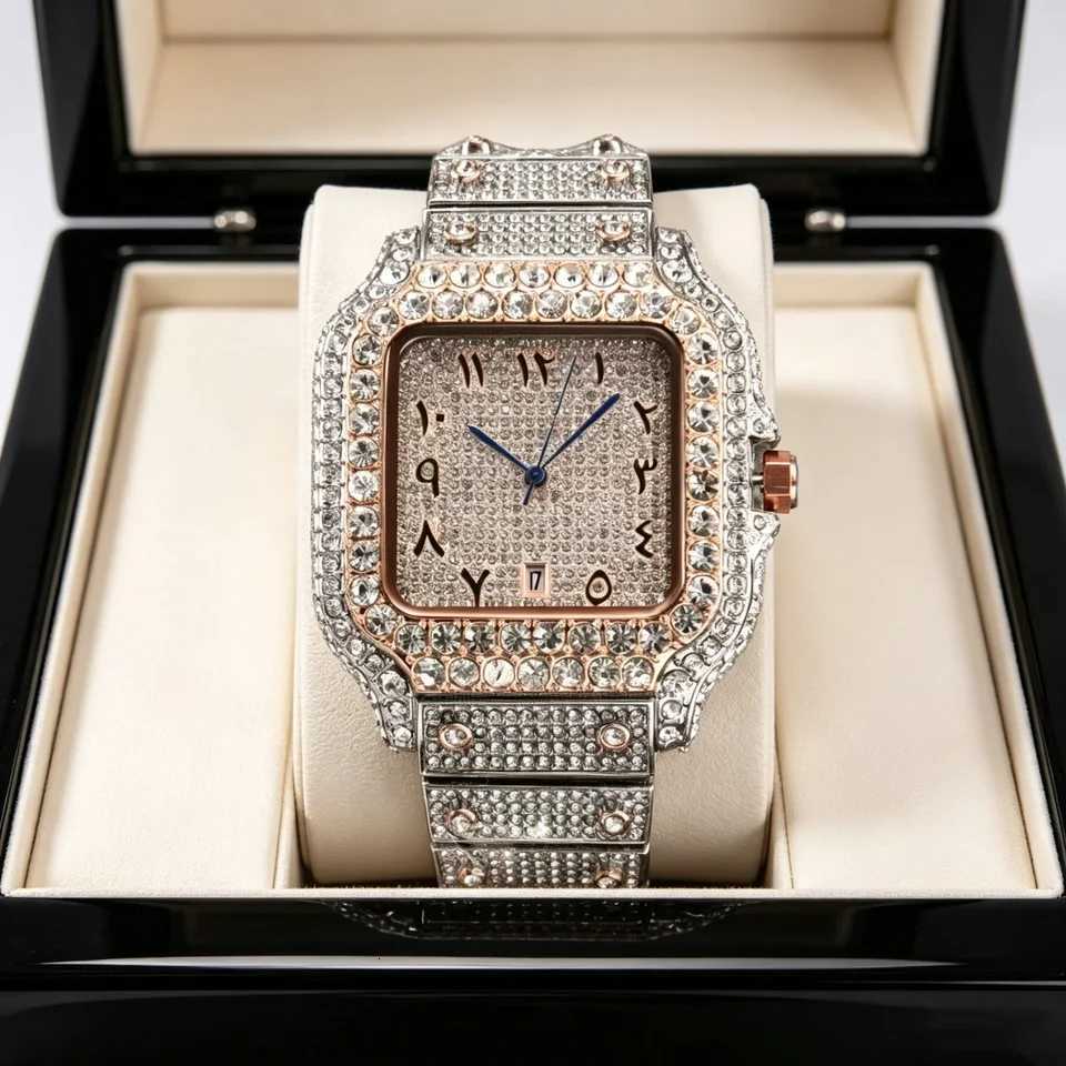 Women's Watches New Full Diamond Square Quartz Watch for Women's Diamond Set Watch Light Luxury Fashion Roman Scale Women's WatchT260
