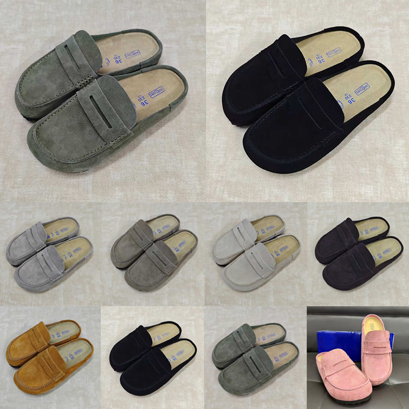 Designer Slides clogs Sandals clog Genuine Leather fleece-lined Slippers Breathable Outdoor Shoes Mens Womens Black mules Flip Flops 36-45