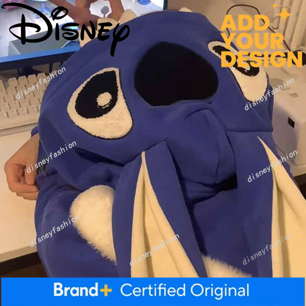 Plus Size - 150kg Cute Stitch Big-Eared Hoodie for Men and Women, Unique Fleece-Lined Couple's Hooded Zip-Up Jacket Trendy 15