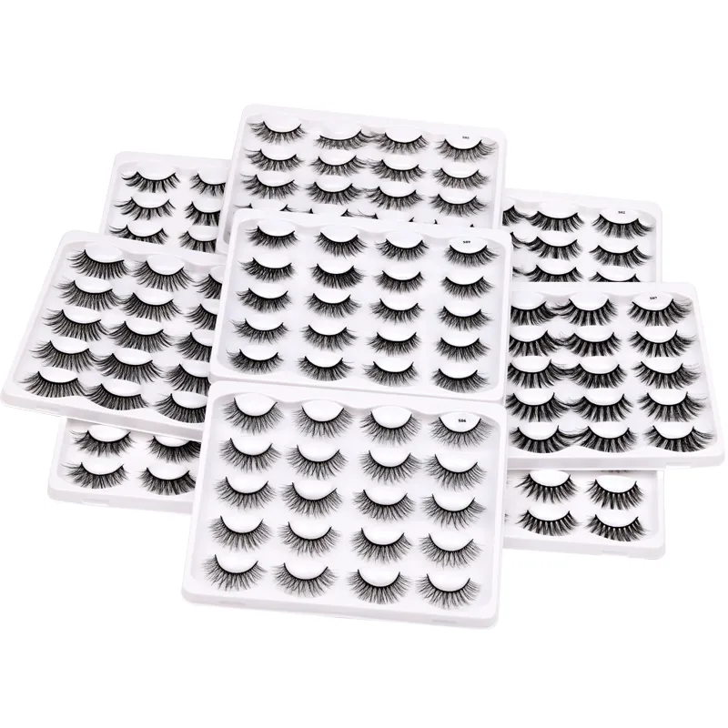 10 Pairs False Eyelashes 3D Faux Mink Lashes Handmade Dramatic Long Thick Soft Natural Wispy Fluffy Reusable Volume Eyelash Eye