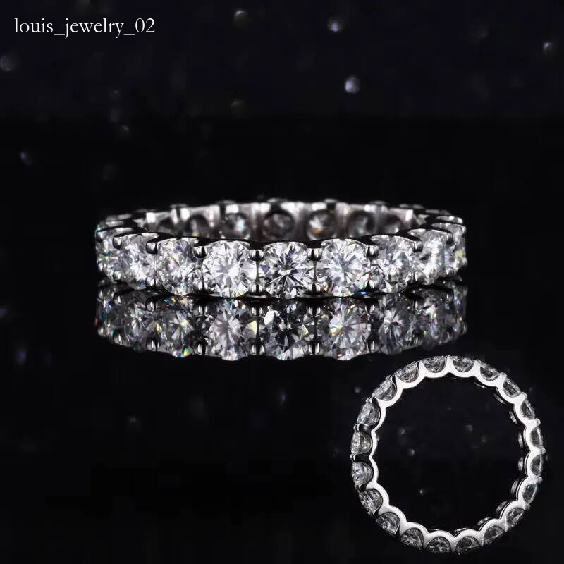 Factory Custom Wedding 14K 18k Solid Gold Ring Platinum Moissanite Lab Grown Diamond Eternity Band Rings