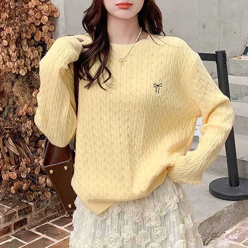 Women's Sweaters Knitted Sweater Women Pullovers New Long Sleeve Women Clothing O-Neck Embroidery Knit Sweater Pullover Women Tops Sweaters Q64