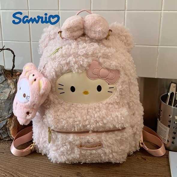 Sanrio Backpacks Korean-style ins plush cartoon Hello Kitty backpack for women large capacity fashionable casual versatile cute handbag L260923CIOL