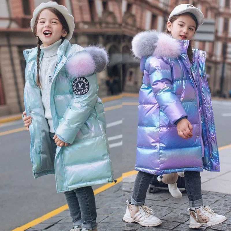 Clothing Sets -30 Winter Girls Padded Jackets Kids Thick Warm Waterproof Shiny Hooded Coats Children Outerwear Clothes Teen Parka 5-14 Years X260922
