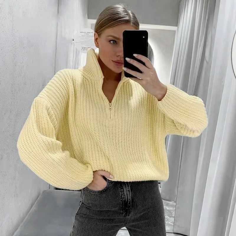 Women's Sweaters Pullovers Women Knitted Sweaters Turtle Neck Y2k Streetwear Elegant Long Sleeve Jumpers Casual Work Zipper Outerwear Autumn 20