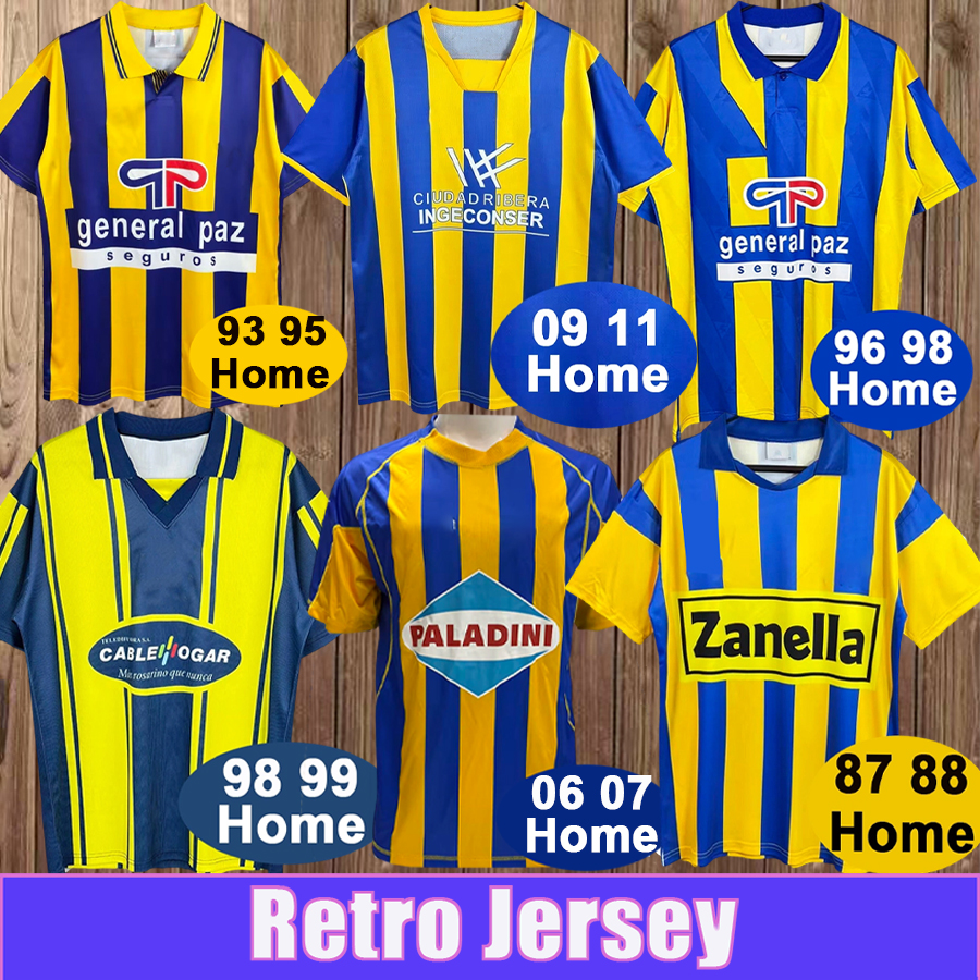 1987 1999 Rosario Central Home Maillots de football rétro pour hommes 2006 2007 Orange Bleu Accueil Chemises de football vintage à manches courte