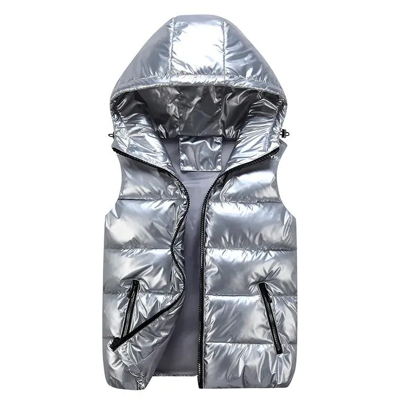 Men Down Jacket 2026 New Puffer Jacket Red Shiny Vests Men Fashionable Short Cotton Jackets For Parent Child Clothing Couples And Children's Gi