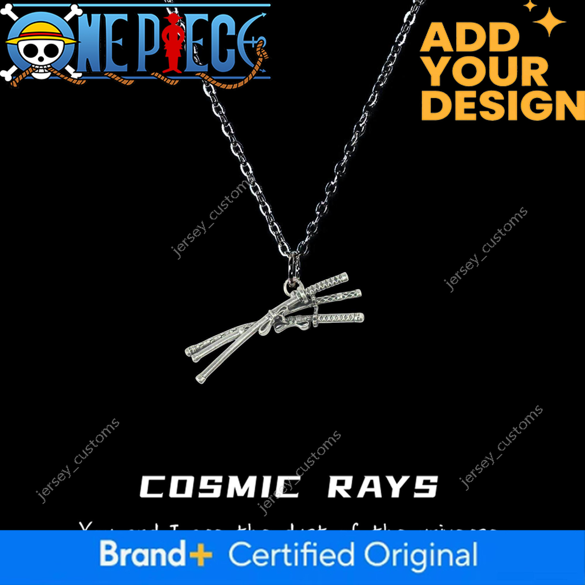 Cosmic Ray - Zoro Three Swords Necklace Sweater Chain 60cm Long One Piece Fashion New Simple Unisex Style