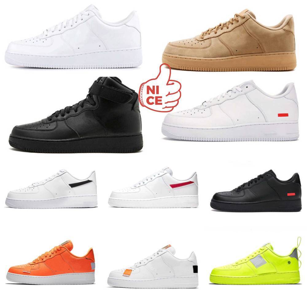 Designers ForC 1 07 Supers Casual Shoes Trainers Men Women Low All White Pure Black Wheat Skateboard ONE Leather Sports Jogging Shoe High Running Ou