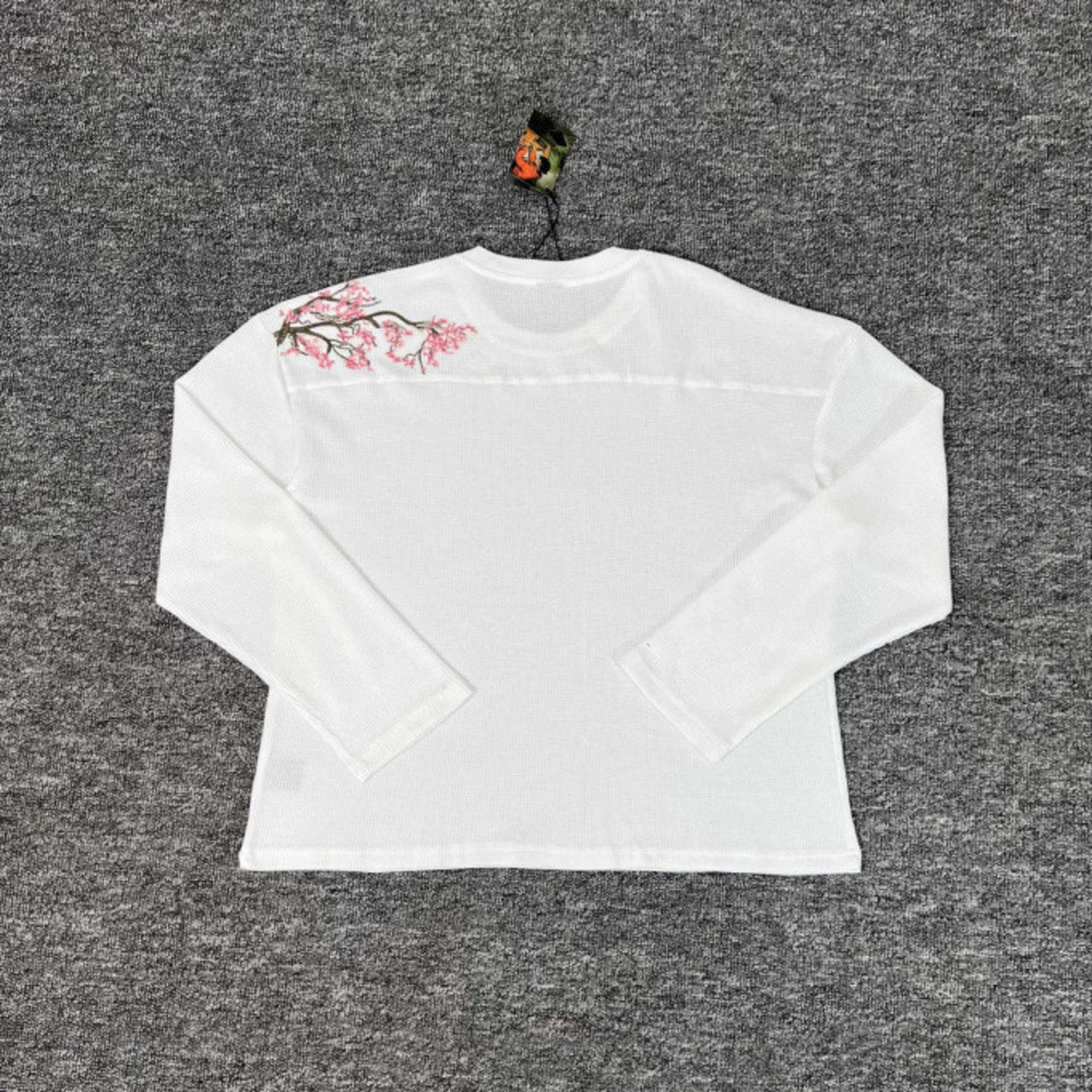 European and American trendy brand men's and women's identical style T-shirt with cherry blossom embroidery, suitable for daily casual wea