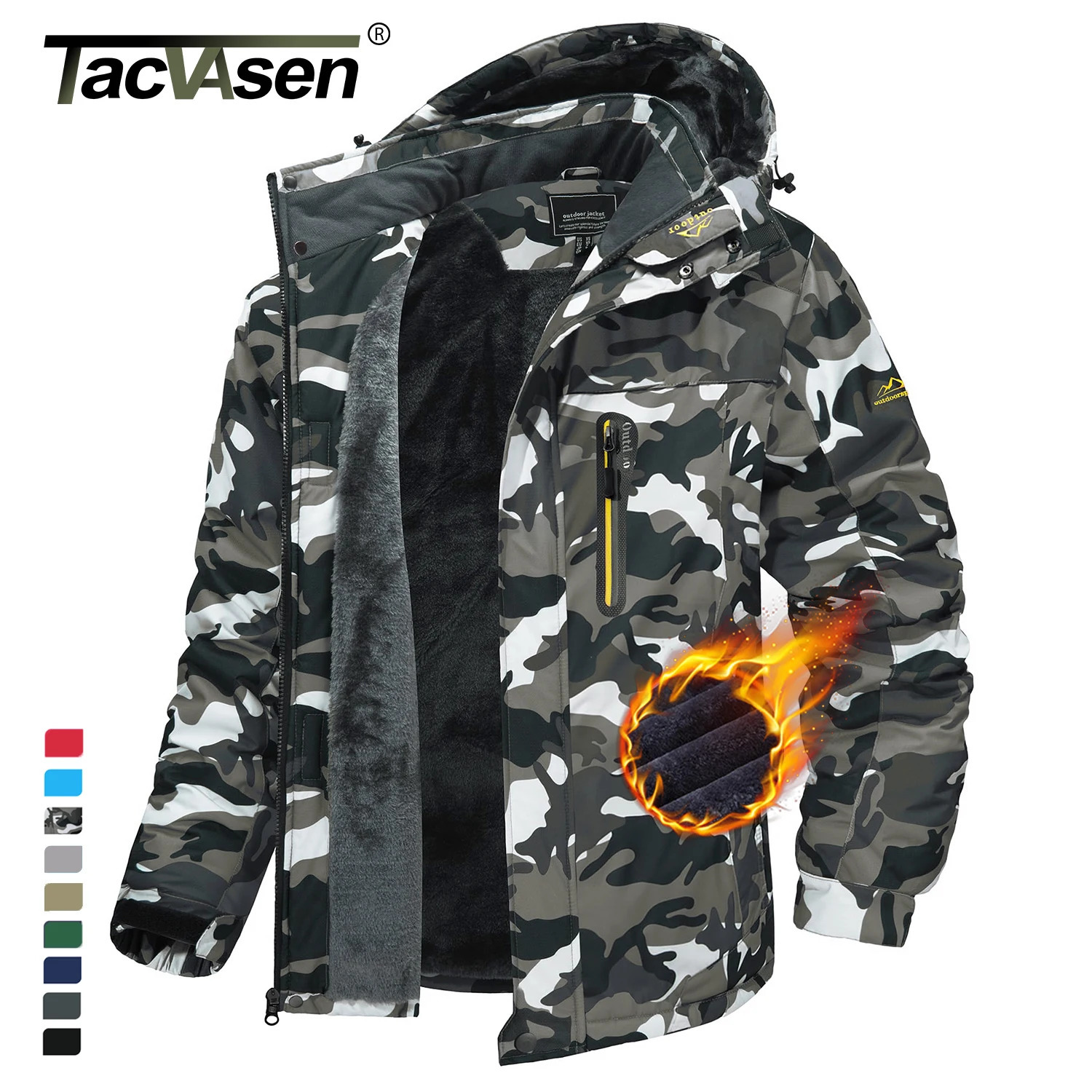 TACVASEN Winter Fleece Lining Parka Waterproof Mens Ski Snowboard Jackets Windproof Removable Hoodie Coats Casual Windbreaker 260920