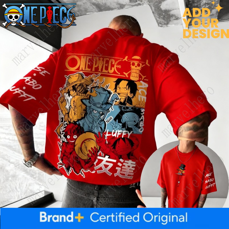 Luffy Ace Sabo Anime One Piece Vintage Harajuku New Men's Clothing 2026 Summer T-Shirt Streetwear Casual Tee Top