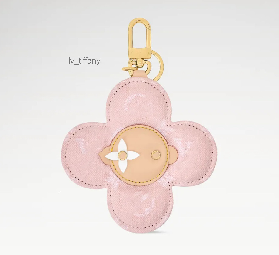 With BOX Fashion Designer Pink Sunflower Keychains High-End Flower Letter Print Luxury Keychain Women Bag Charm Fashion Accessories Bag Charm