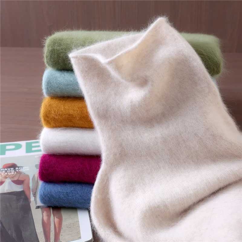 Women's Sweaters 100% Pure Mink Cashmere Knitted Pullovers Women High-Neck Loose Large-size Sweater Casual Warm Tops Autumn and Winter Base Shi