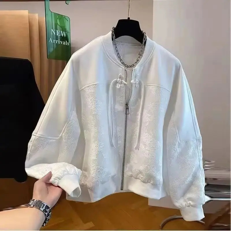 Ladies Short Jacket Spring Autumn Fashion Round Neck Lady Baseball Outerwear Versatile Loose Korean Version Women's Coat 260922