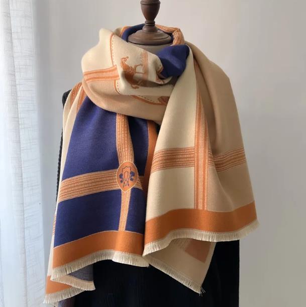 Winter Designer Autumn Womens Colorblock Scarf Tassel Frayed Patchwork Soft Luxury Cozy Thickened Shawl Brand Trendy European American Warm Wrap For