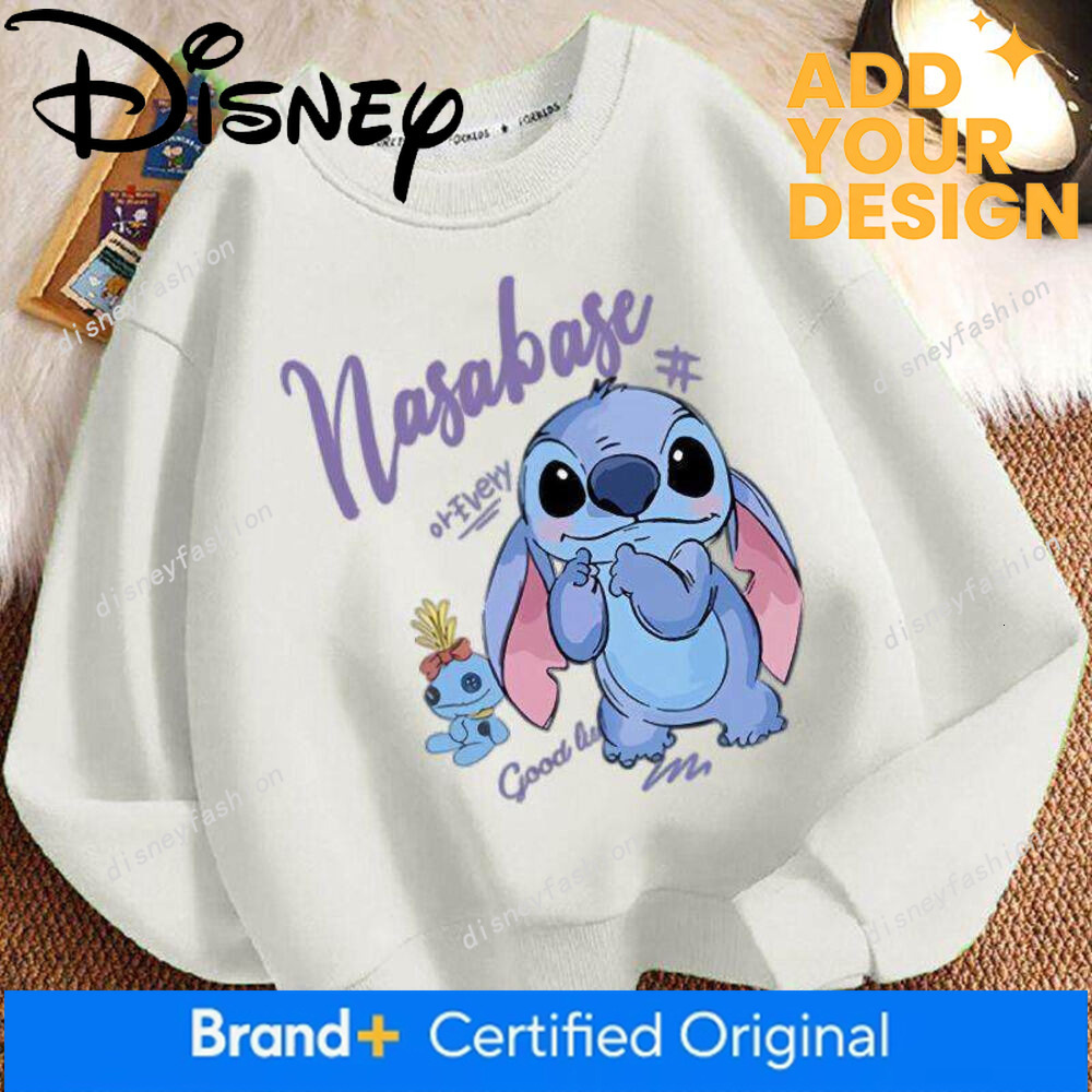 New Spring, Autumn, Winter Lilo & Stitch Large, Medium, and Small Size Unisex Children's Loose Round-Neck Thickened Fleece Sweatshirt Trendy 7f