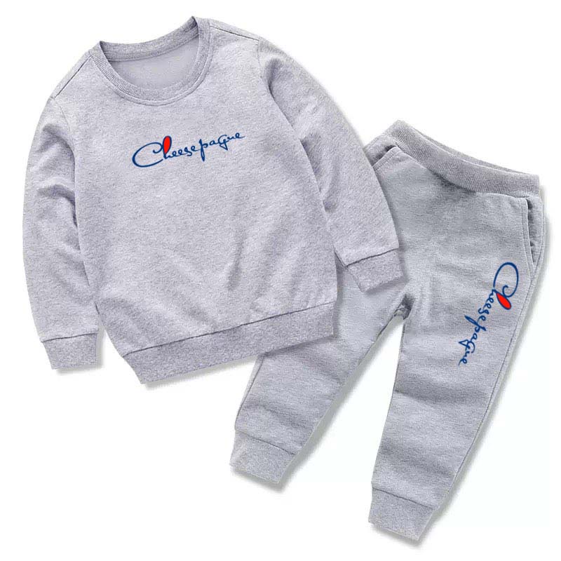 Boys Fashion Brand letter printing Sweatshirt Two-piece Set Kids Spring Autumn O Neck Gray Hoodies and Trousers 2pcs Set Kids Sport Clothes
