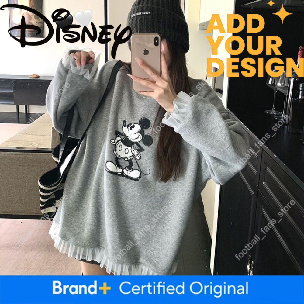Felpa Spessa Foderata in Pile di Topolino dei Cartoni Animati da Donna, Camicia Base a Maniche Lunghe in Stile Coreano Allentato per l'Autunno e l'I