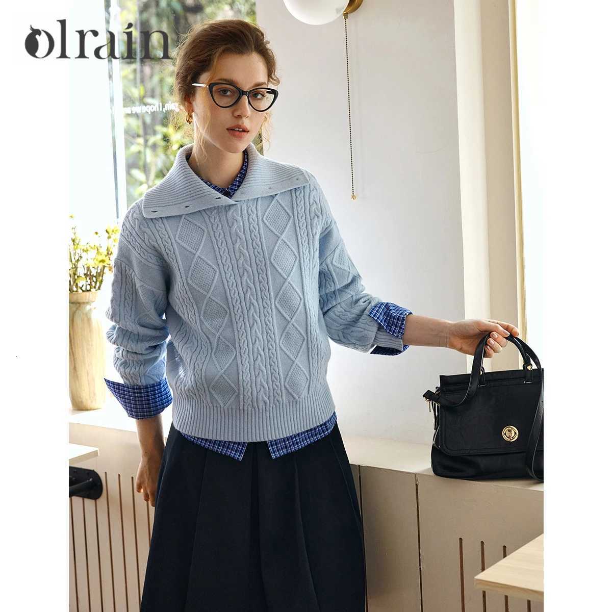 Women's Sweaters OLrain Women's Turtleneck Knitted Sweater 2026 Autumn New Design Long sleeve Pullover Turn-down Collar Versatile Top O57Q