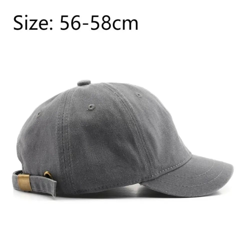 Washed Cotton Baseball Cap Adjustable Solid Color Unisex Dad Hat