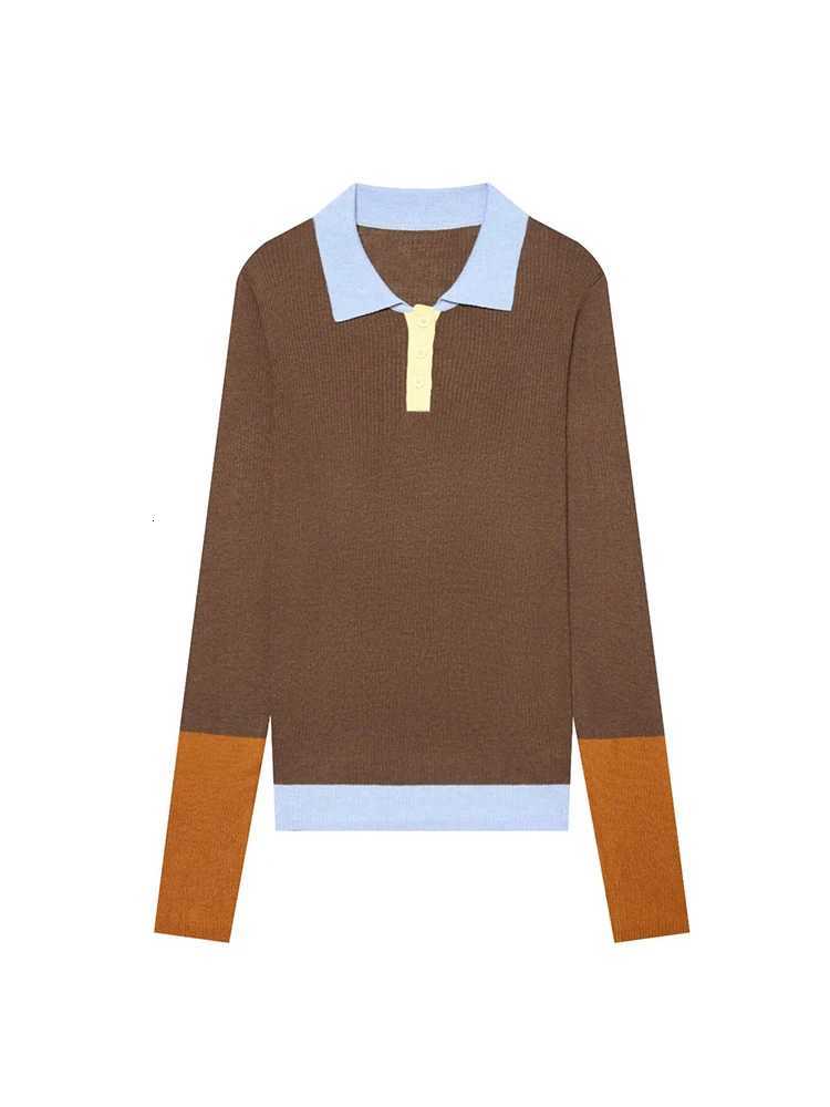 Maglioni da donna TFMLN Maglieria slim da donna Stile pendolarismo Color Block Collo Fit Camicia a maniche lunghe Autunno Inverno Moda Casual Top D2