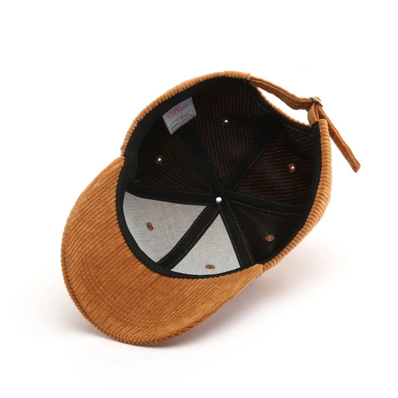 Corduroy Baseball Cap Cotton Solid Color Unisex Outdoor Sport Snapback