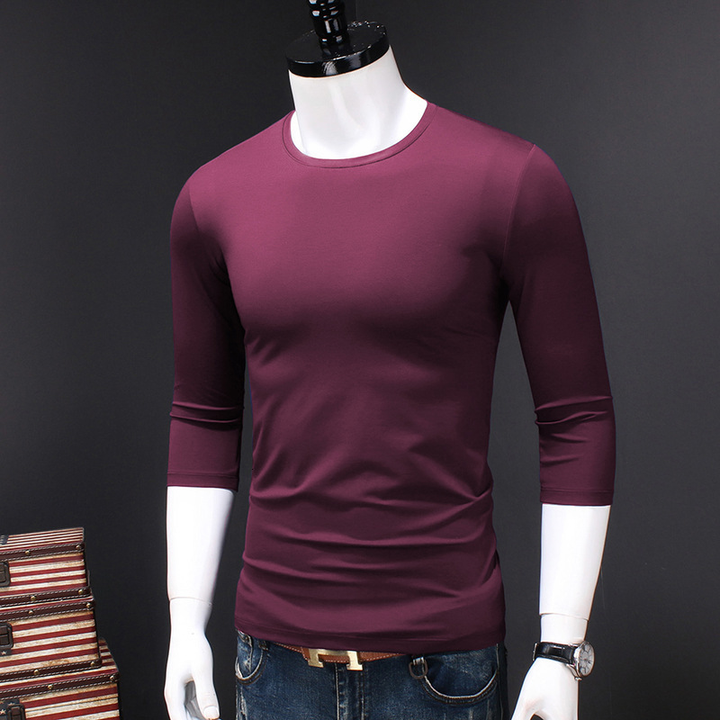 Spring and autumn season, men's 3/4 sleeve T-shirt, round neck, mid-length plus size, 5/8 sleeve, slim fit, direct from the manufacturer