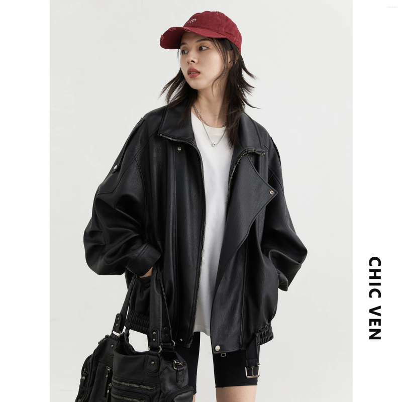 Pockets Lapel Collar Coat A Line Dominant Chic Style With Sweet And Fresh Long Sleeves Autumn Zipper Closure Women Jacket
