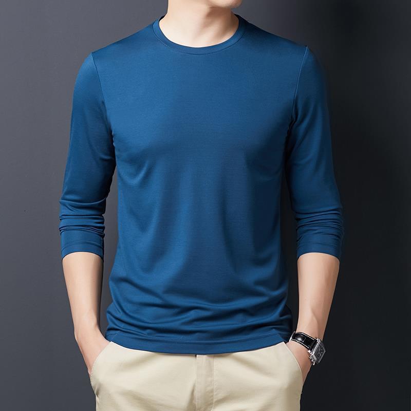 New breathable, ice-cool long-sleeved T-shirt for men, mid-aged, round neck, solid color, spring/autumn thin sweatshirt, spring inner layer, base sh