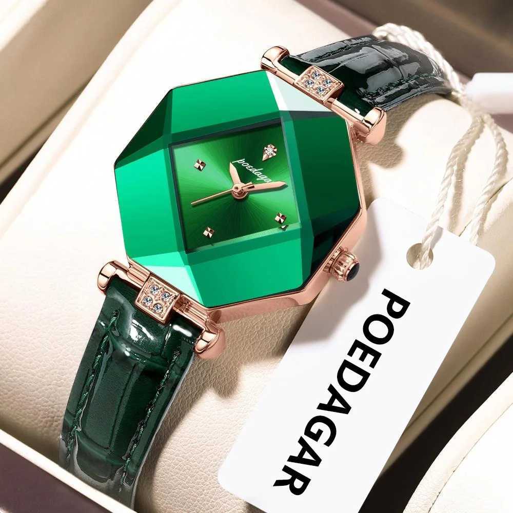 Women's Watches POEDAGAR Reloj elegante de lujo para mujer, Reloj de pulsera de cuero resistente al agua de cuarzo para mujer, relojes casuales de m