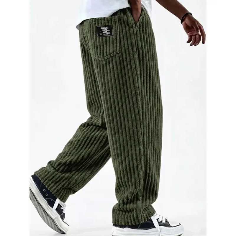 Retro Vertical Striped Men's Pants Corduroy Casual Pocket Trousers Loose Baggy Pants Straight Sweatpants Outdoor Streetwear S260923X5LM