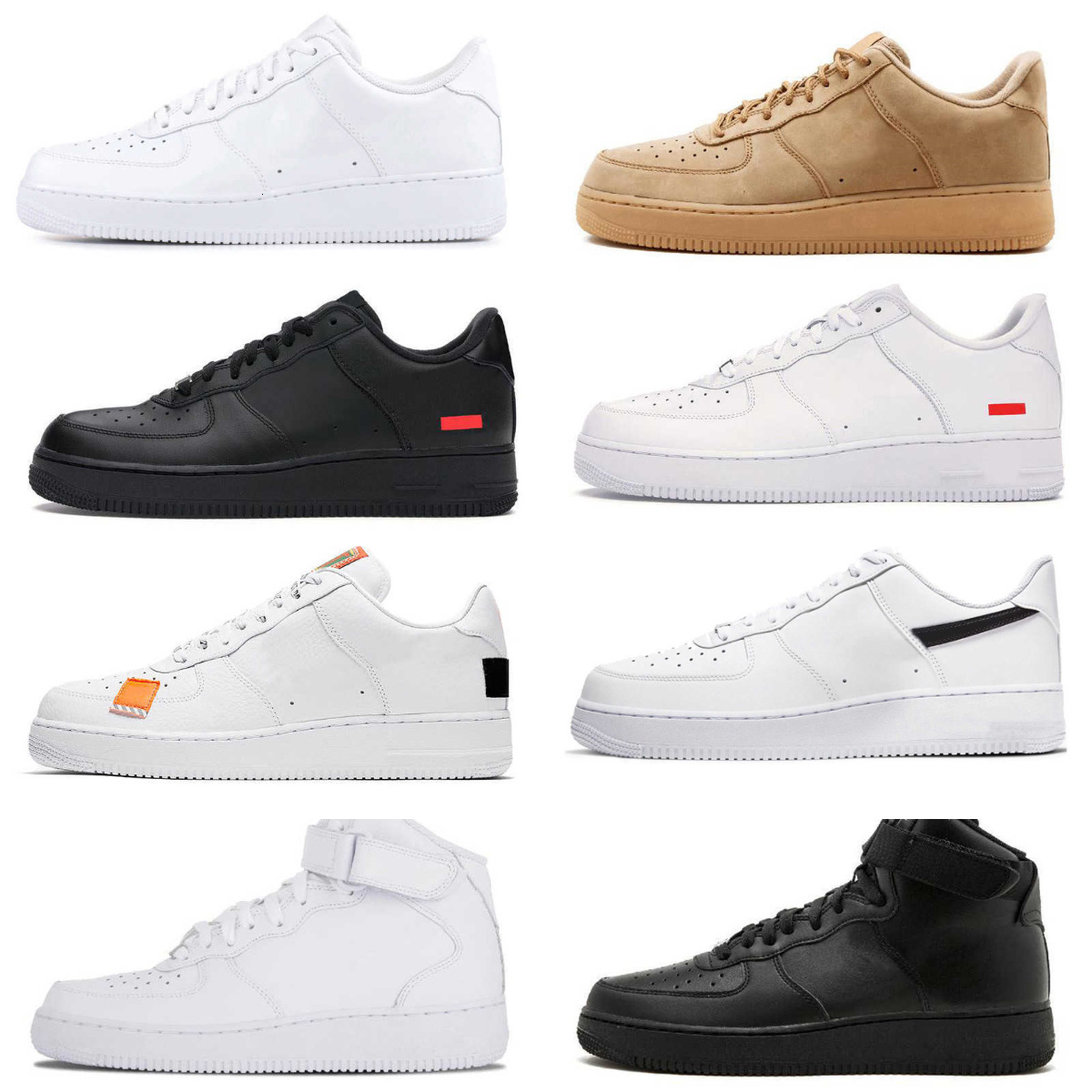 Designers ForC 1 07 Supers Casual Shoes Trainers Men Women Low All White Pure Black Wheat Skateboard ONE Leather Sports Jogging Shoe High Running Ou