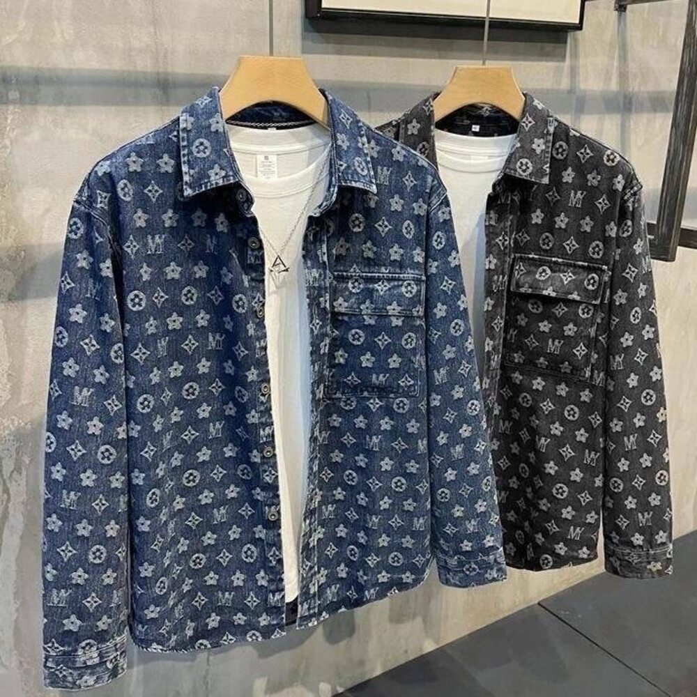 American-style retro checkered denim jacket for men, trendy on Instagram, with a unique design, a little niche, for autumn, a youth-oriented denim g