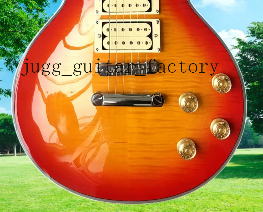 It's hot. Custom shop ace frehley Signature 3 pickup electric guitars, Vintage sunburst Tiger Flame Custom guitars free shipping #369899