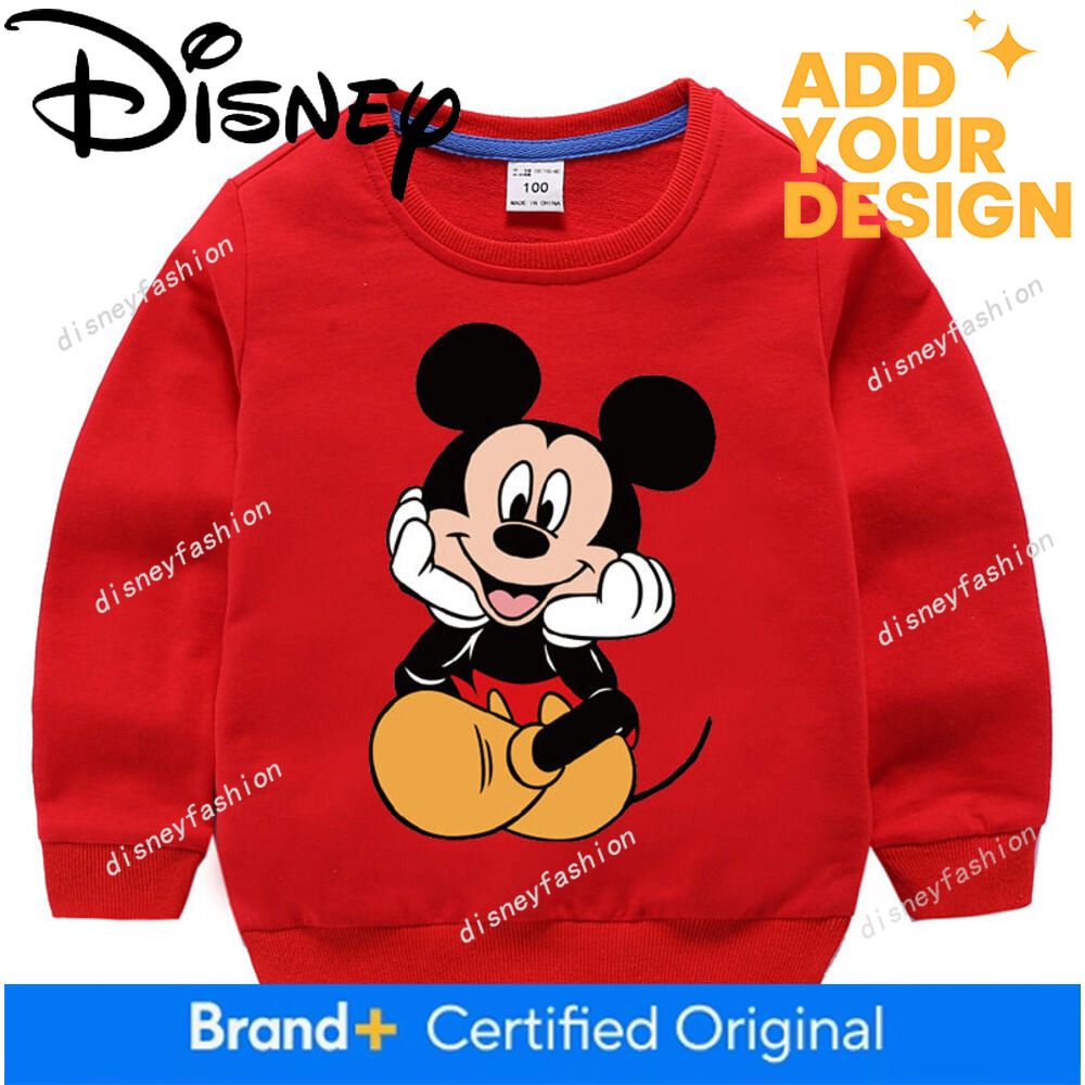 Disney Cotton Sweatshirt Mickey Boys Girls Long-Sleeved Red Top Spring and Autumn Style Trendy Children's Clothing 36