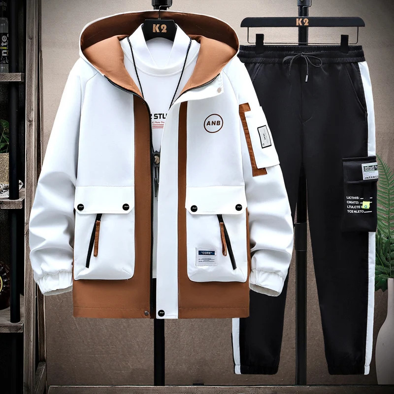 Autumn Casual Men Sets Two Pieces Fashion Korean Trend Hooded Jacket Pants Spring Sweatshirt Sportswear Man Suit 260923