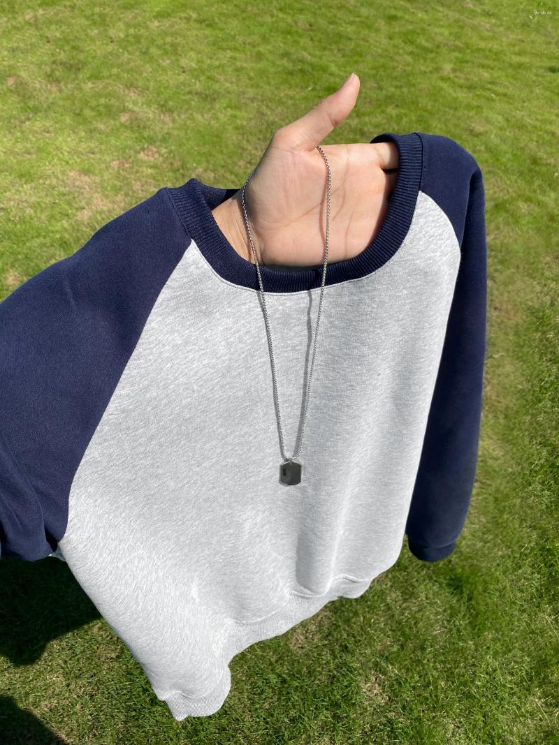 Retro American Color Block Long Sleeve Round Neck Sweatshirt Unisex Base Layer Top For Teens And Adults Spring Summer Casual ...