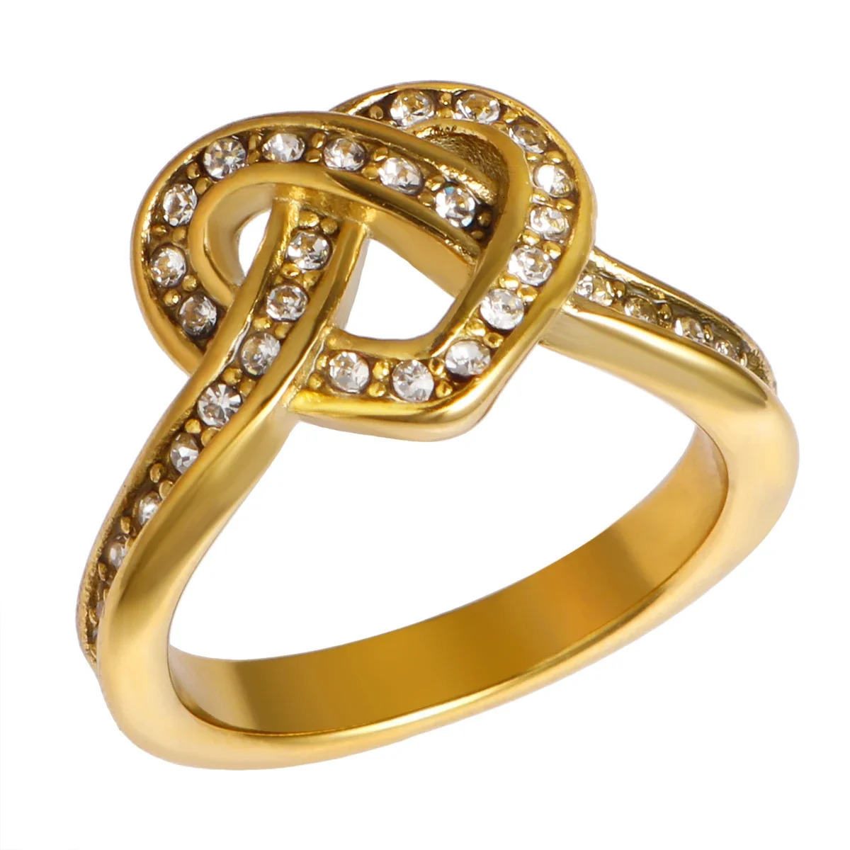 Minimalist Stainless Steel Heart Love Hollow Ring for Women Inlaid Zircon Rings Gold Color Waterproof Romantic Fashion Jewelry260918