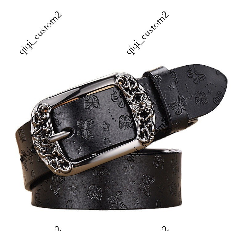 Cross-border wholesale genuine leather pin buckle vintage women's cowhide decorative belt, fashionable and versatile
