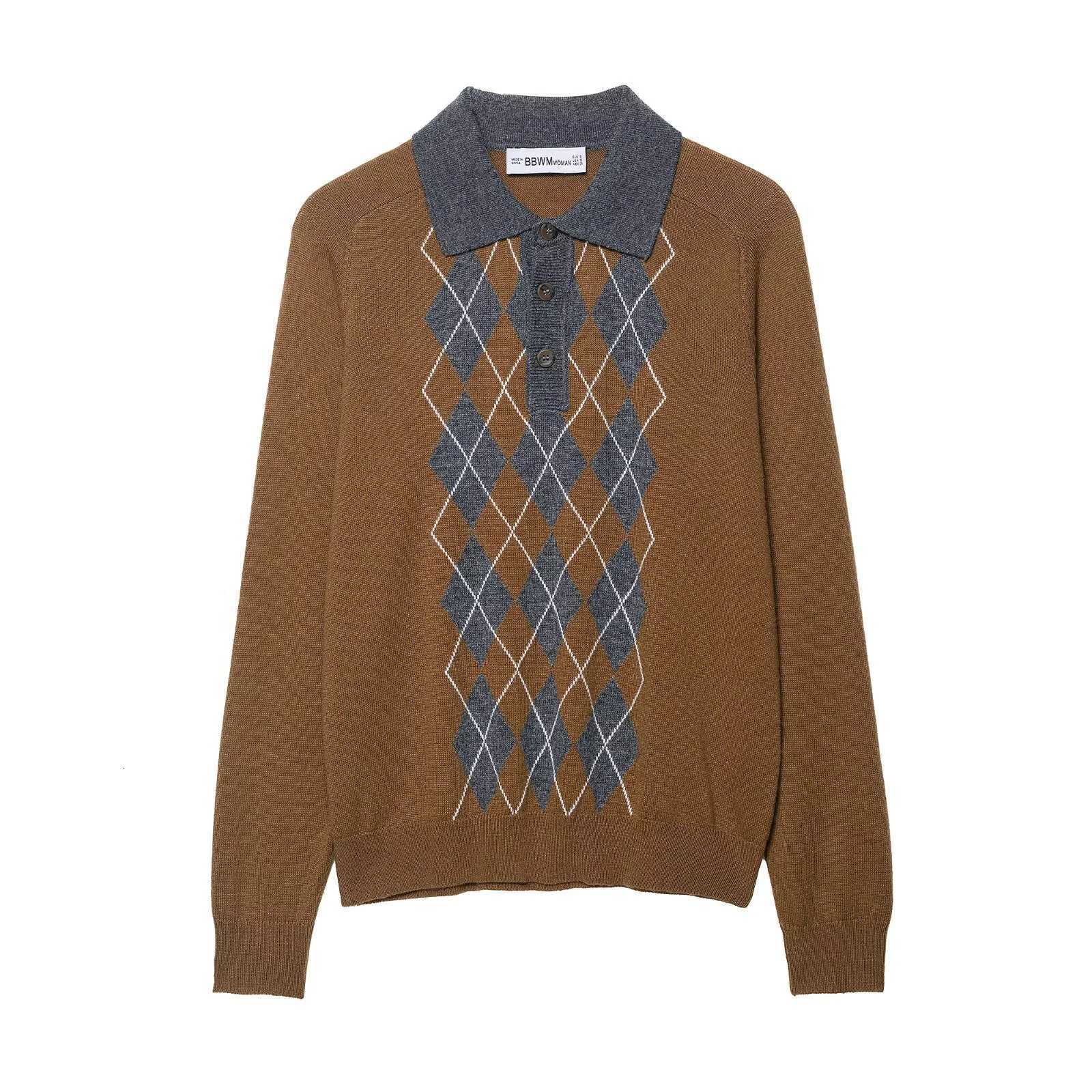 Women's Sweaters European and American style new women's fashion contrasting single breasted loose knitted shirt casual sweater D260923