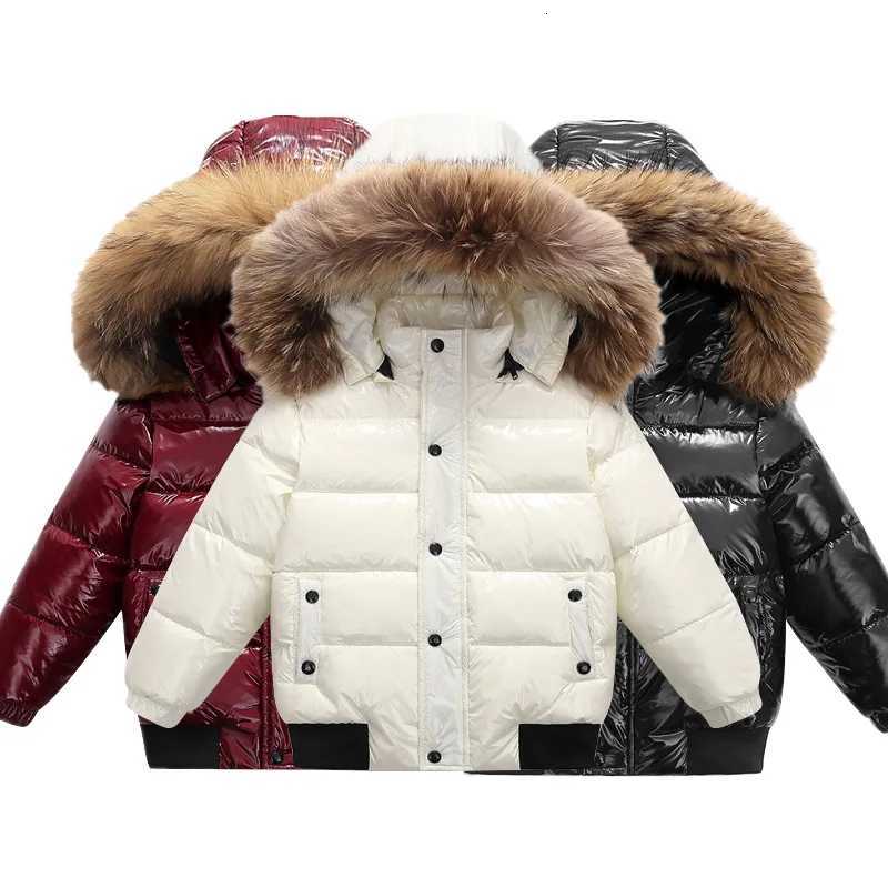 Clothing Sets 2-10Y Children's Genuine Down Jacket Kids Large Fur Collar Thickened Boys Girls Warm Jacket Waterproof Teenagers Winter Coat X260