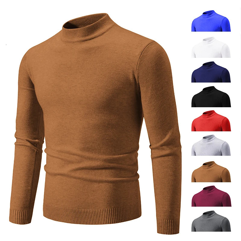 Autumn Winter ner Fashion Half Turtleneck Knitted Sweater High Quality Mens Casual Solid Color Warm Women Sweaters 260923