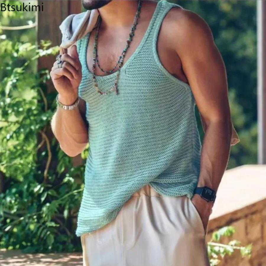 Men's Summer Sleeveless Tank Tops Solid Vest Shirts Male Casual O-Neck Shirt Tank Tops Fashion Streetwear T-Shirts Tops 260922