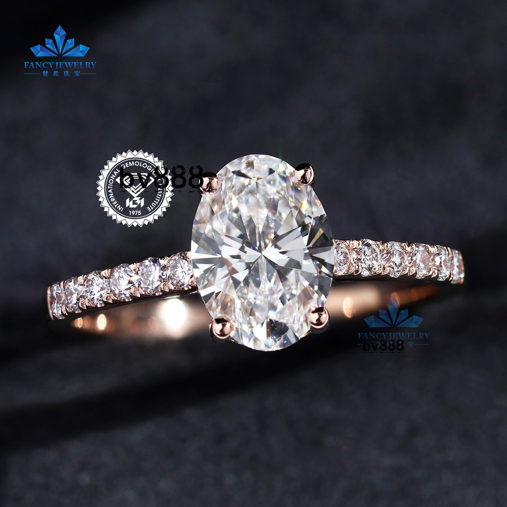 IGI Certified 14K Gold Lab Grown Diamond Side Stone Ring Women Custom Oval HTHP Vvs Lab Created Diamond Engagement Ring Jewelry